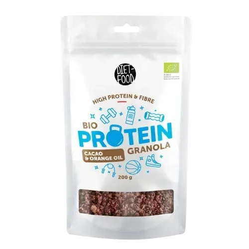 Bio protein granola with cocoa and orange oil