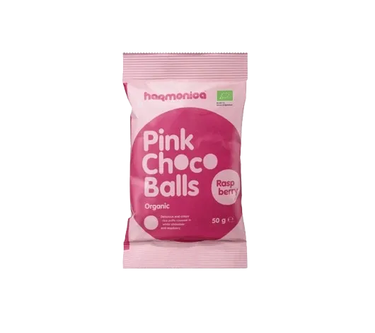 Органски оризови зрна со бело чоколадо и малина