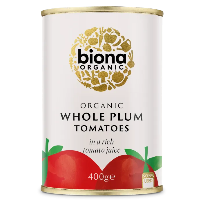 Biona Органски цели лупени сливовидни домати 400 g