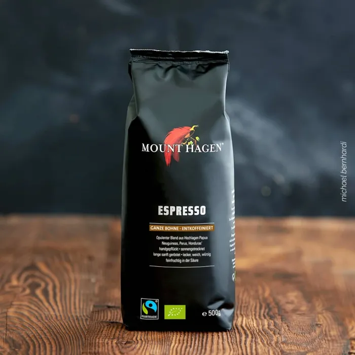 Mount Hagen Органско Espresso кафе без кофеин во зрно 500 g