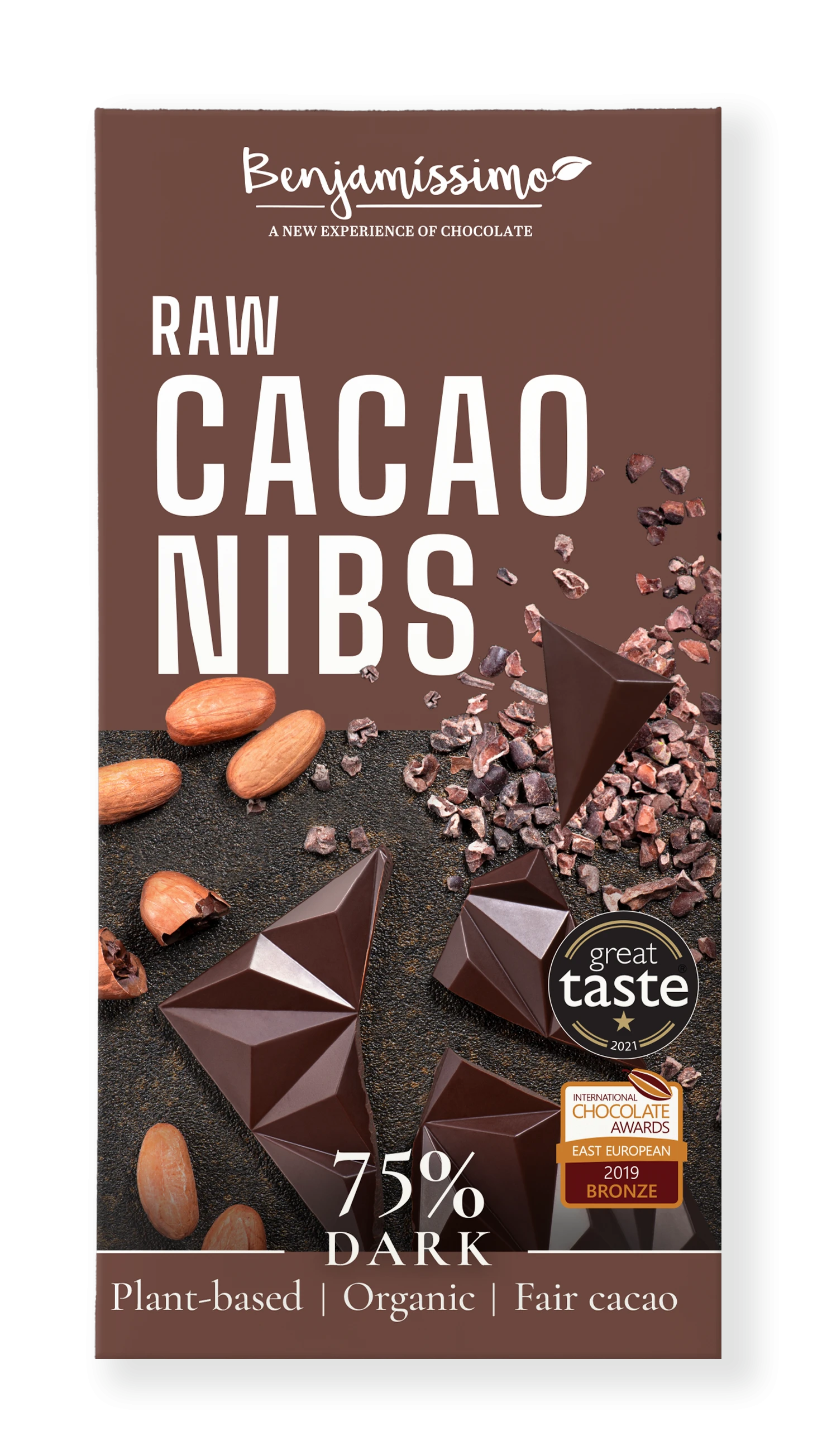 Dark chocolate (75%) with raw cacao nibs